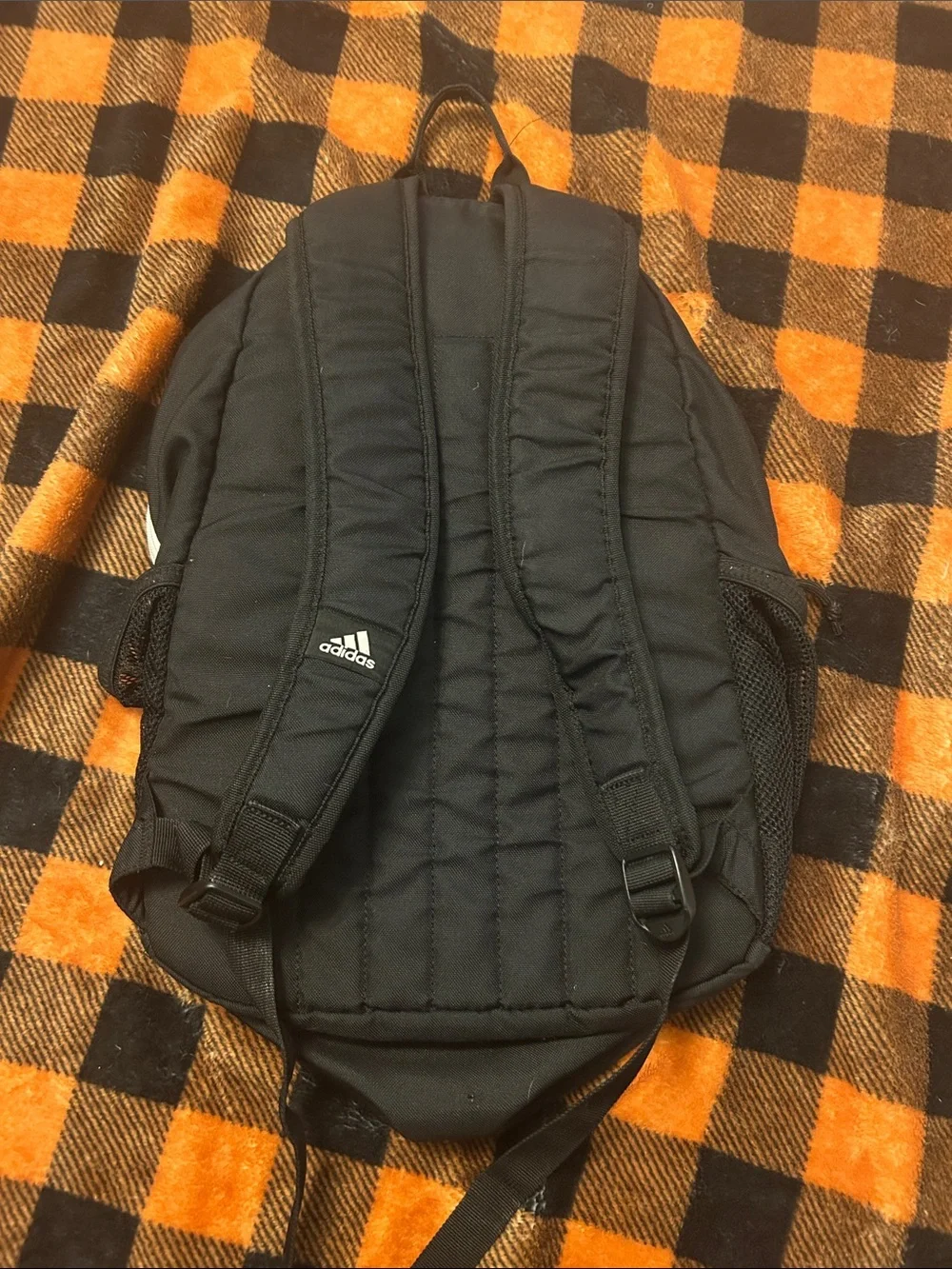 adidas Black Backpack with White Stripes